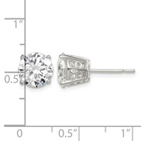 Sterling Silver Polished 8mm Round CZ Fancy Basket Stud Earrings view 4