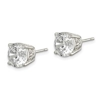 Sterling Silver Polished 8mm Round CZ Swirl Basket Set Stud Earrings view 2