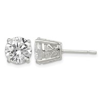 Sterling Silver Polished 8mm Round CZ Swirl Basket Set Stud Earrings view 1