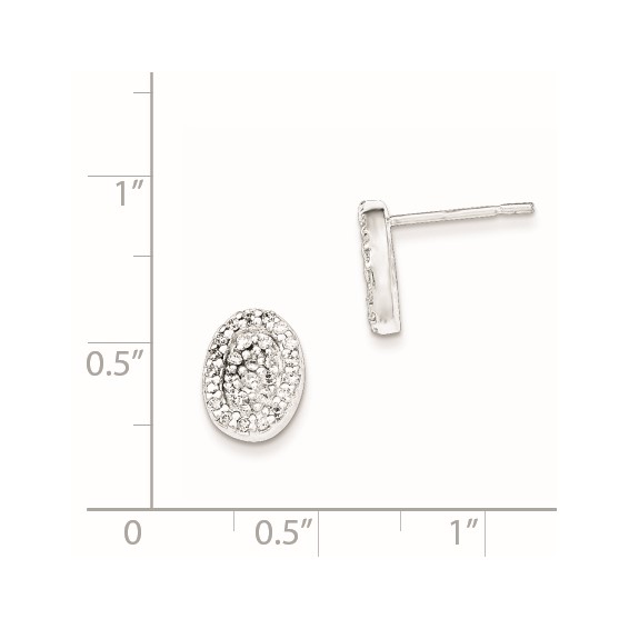 Sterling Silver Polished Oval CZ Post Earrings