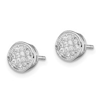 Sterling Silver Rhodium-plated Polished CZ 7mm Circle Petite Post Earrings view 2
