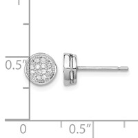 Sterling Silver Rhodium-plated Polished CZ 7mm Circle Petite Post Earrings view 4