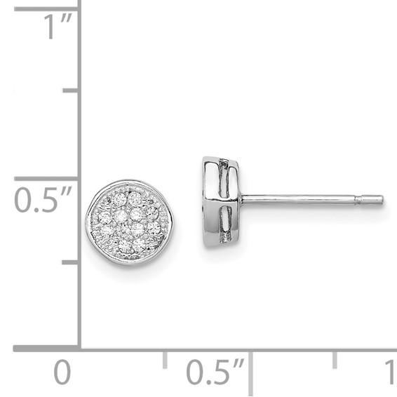 Sterling Silver Rhodium-plated Polished CZ 7mm Circle Post Earrings