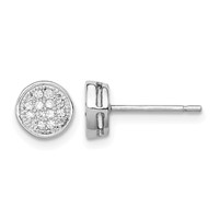 Sterling Silver Rhodium-plated Polished CZ 7mm Circle Petite Post Earrings view 1