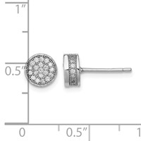 Sterling Silver Rhodium-plated Polished Pavé CZ 8mm Circle Post Earrings view 4