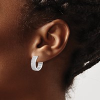 Sterling Silver Rhodium-plated Polished Pavé CZ 7mm Circle Post Earrings view 3