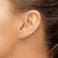Sterling Silver Rhodium-plated Polished CZ Square Post Earrings view 3