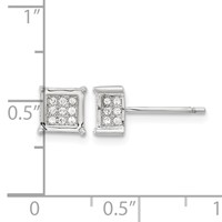 Sterling Silver Rhodium-plated Polished CZ Square Post Earrings view 4