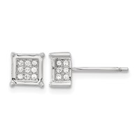 Sterling Silver Rhodium-plated Polished CZ Square Post Earrings view 1