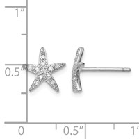 Sterling Silver Rhodium-plated CZ Micro Pav‚ Starfish Post Earrings view 4