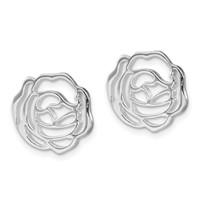 Sterling Silver Polished Rose Floral Earring Enhancers view 2