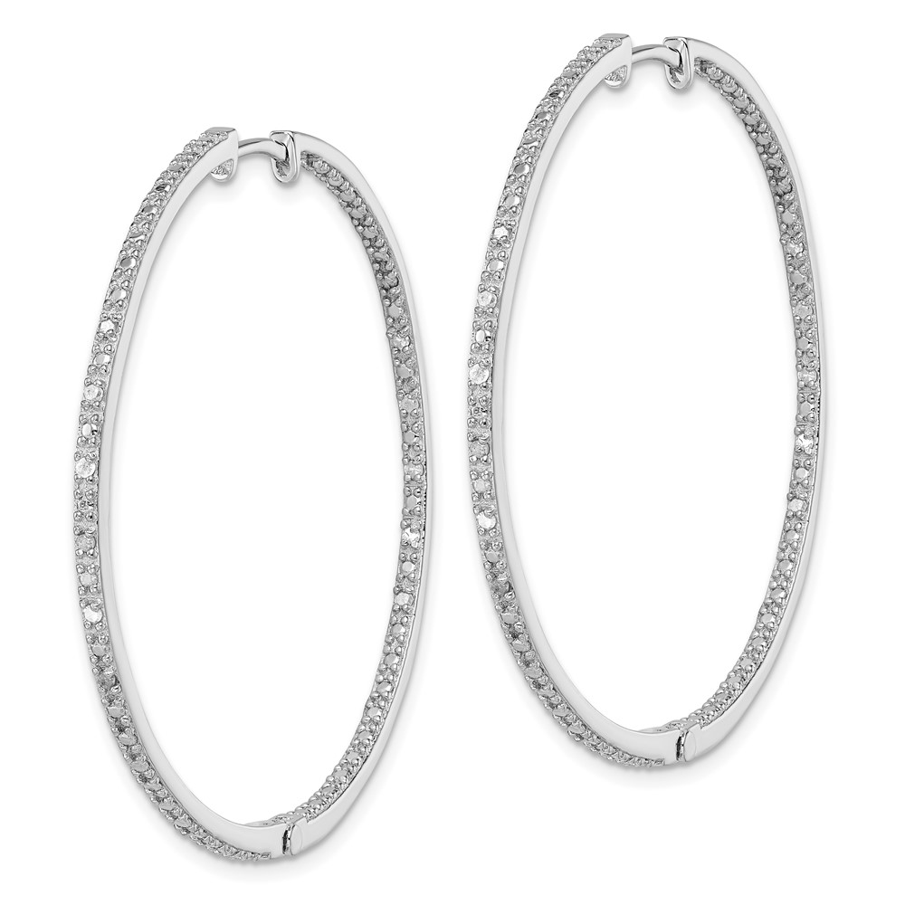 Sterling Silver Rhodium-plated Diamond In & Out Hoop Earrings (QE12250)