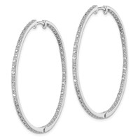 Sterling Silver Rhodium-plated Diamond in & Out Hoop Earrings view 2