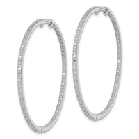 Sterling Silver Rhodium-plated Diamond in & Out Hoop Earrings view 2