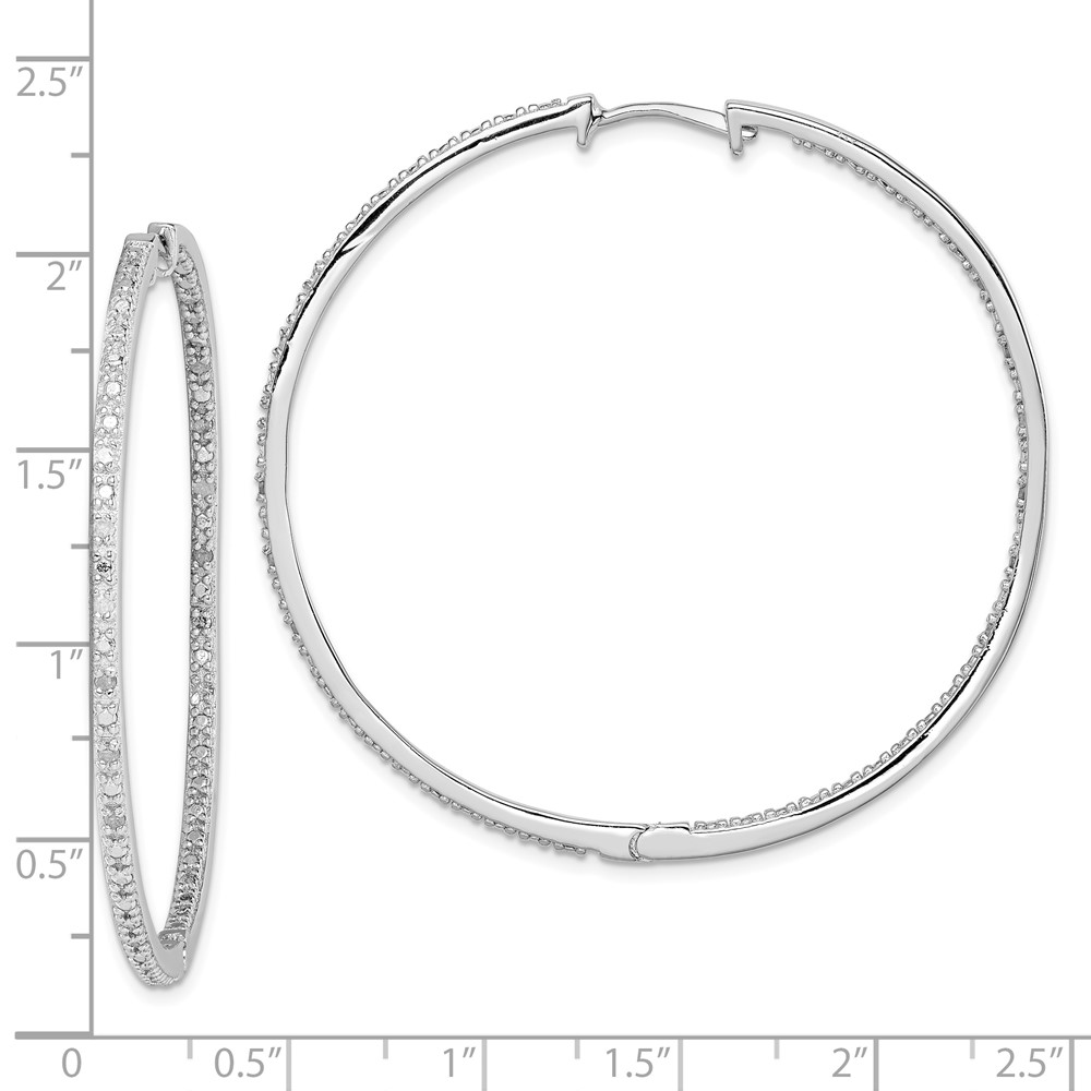 Sterling Silver Rhodium-plated Diamond In & Out Hoop Earrings (QE12251)