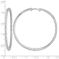 Sterling Silver Rhodium-plated Diamond in & Out Hoop Earrings view 4