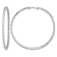 Sterling Silver Rhodium-plated Diamond in & Out Hoop Earrings view 1
