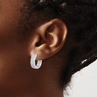 Sterling Silver Polished Rhodium-plated 3-row Hinged Hoop Earrings view 3