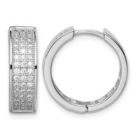 Sterling Silver Polished Rhodium-plated 3-row Hinged Hoop Earrings view 1
