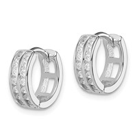 Sterling Silver Polished Rhodium-plated Hinged Hoop Earrings view 2