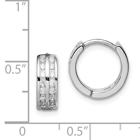Sterling Silver Polished Rhodium-plated Hinged Hoop Earrings