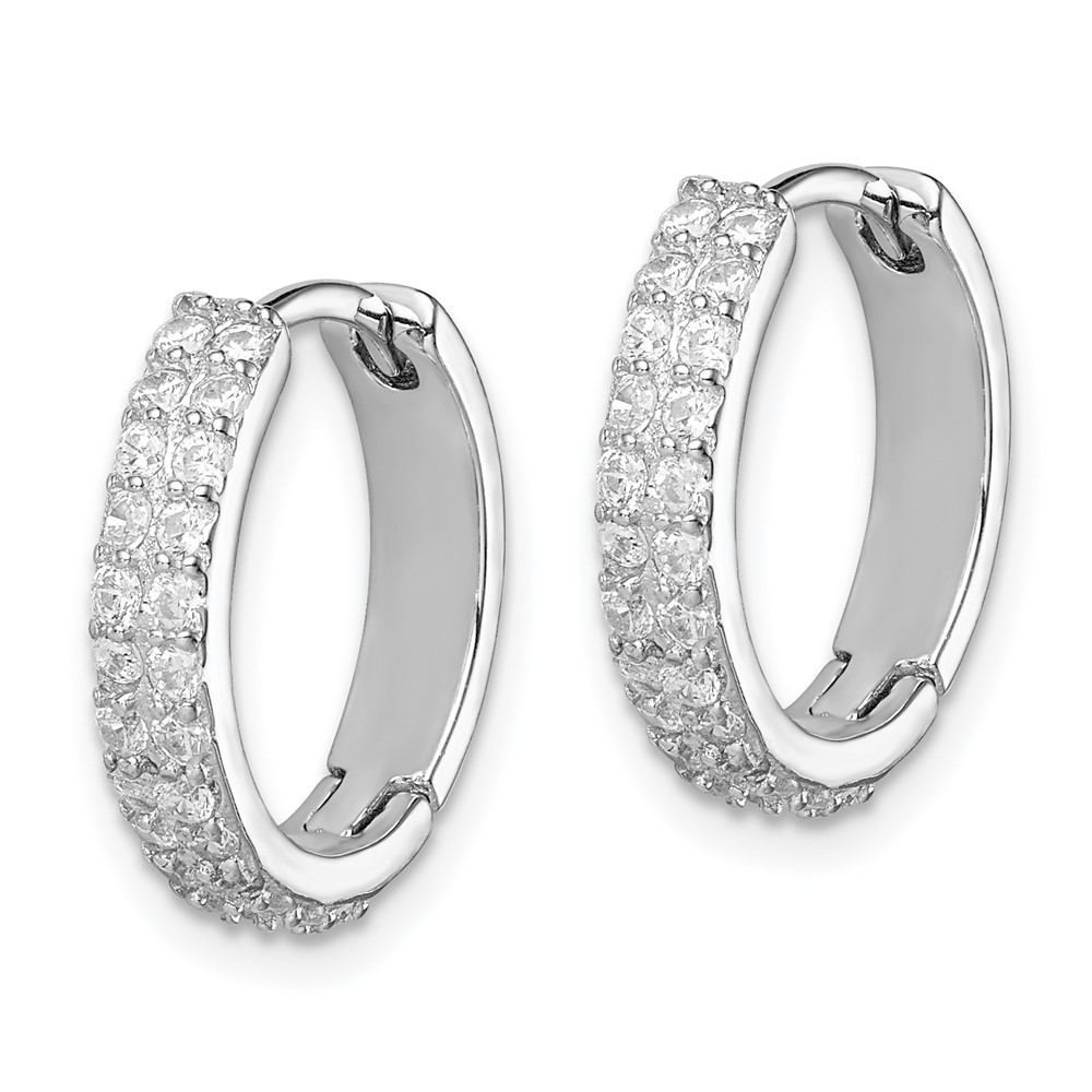 Sterling Silver Polished Rhodium-plated Hinged Hoop Earrings (QE12258)