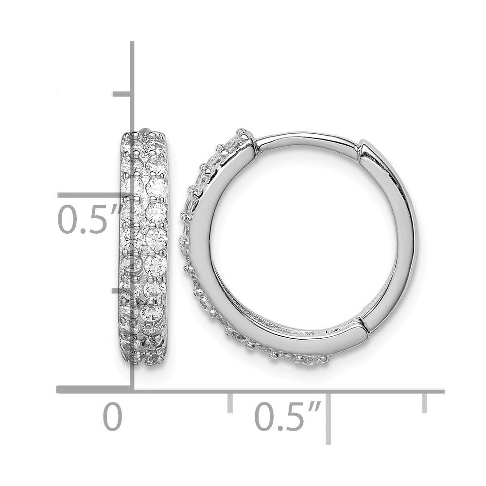 Sterling Silver Polished Rhodium-plated Hinged Hoop Earrings (QE12258)
