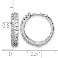 Sterling Silver Polished Rhodium-plated Hinged Hoop Earrings view 4