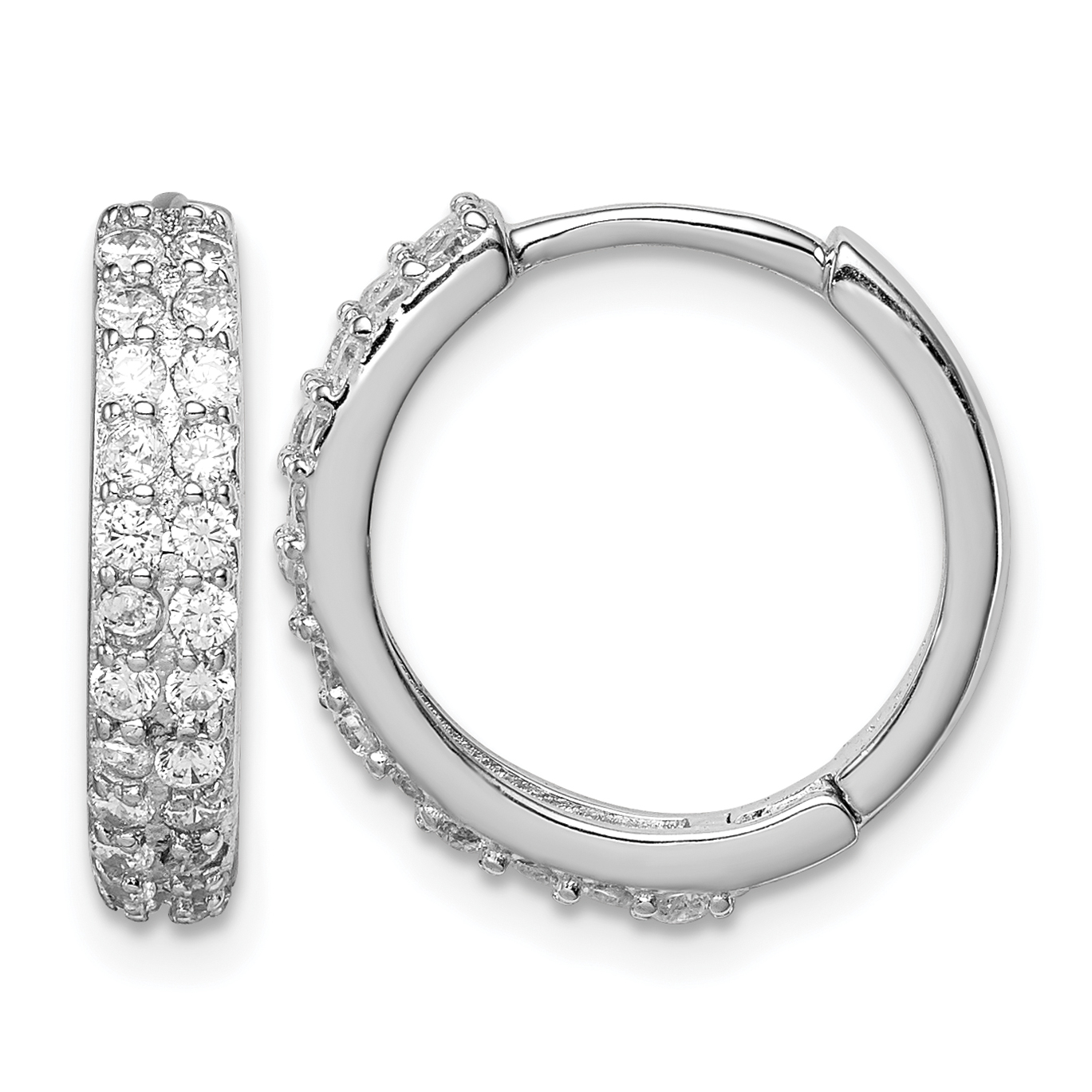 Sterling Silver Polished Rhodium-plated Hinged Hoop Earrings (QE12258)