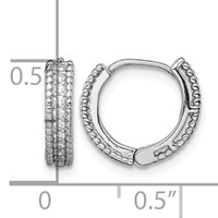 Sterling Silver Rhodium-plated Polished CZ Hinged Hoop Earrings view 4