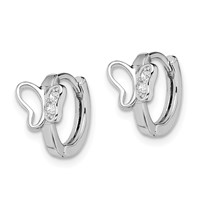 Sterling Silver Rhodium-plated Polished CZ Butterfly Hoop Earrings view 2