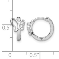 Sterling Silver Rhodium-plated Polished CZ Butterfly Hoop Earrings view 4