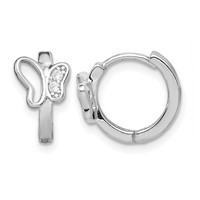 Sterling Silver Rhodium-plated Polished CZ Butterfly Hoop Earrings view 1