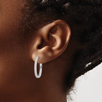 Sterling Silver Rhodium-plated CZ in Out Hinged Post Hoop Earrings view 3