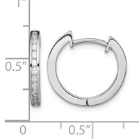 Sterling Silver Rhodium-plated in Out Pavé Hinged Hoop Earrings view 4