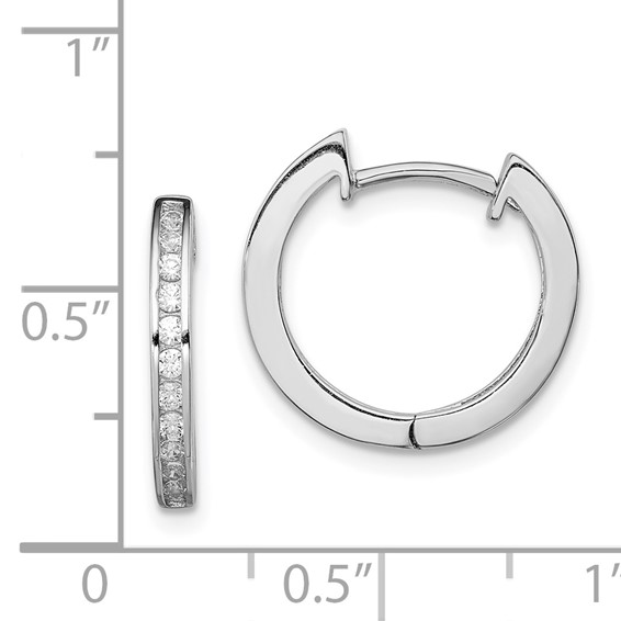 Sterling Silver Rhodium-plated In/Out Pavé Hinged Hoop Earrings