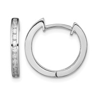 Sterling Silver Rhodium-plated in Out Pavé Hinged Hoop Earrings view 1