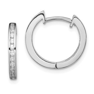 Sterling Silver Rhodium-plated In/Out Pavé Hinged Hoop Earrings