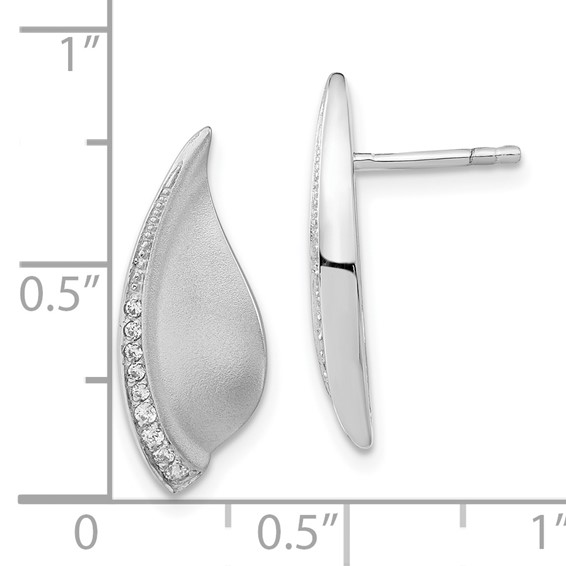 Sterling Silver Polished & Satin CZ Fancy Post Earrings