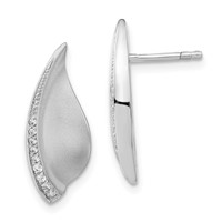 Sterling Silver Polished & Satin CZ Fancy Post Earrings view 1