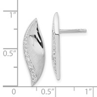 Sterling Silver Polished & Brushed CZ Fancy Post Earrings view 3