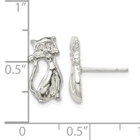 Sterling Silver Cat Mini Post Earrings view 4