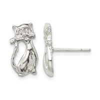 Sterling Silver Cat Mini Post Earrings view 1
