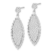 Sterling Silver Polished CZ Dangle Post Earrings view 2