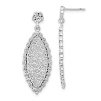 Sterling Silver Polished CZ Dangle Post Earrings view 1