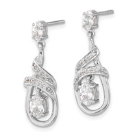 Sterling Silver CZ Fancy Teardrop Dangle Post Earrings view 2
