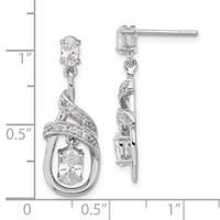 Sterling Silver CZ Fancy Teardrop Dangle Post Earrings view 3