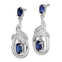 Sterling Silver Rhodium-plated Lab Created Sapphire CZ Post Earrings view 2