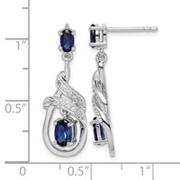Sterling Silver Rhodium-plated Lab Created Sapphire CZ Post Earrings view 4