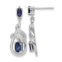 Sterling Silver Rhodium-plated Lab Created Sapphire CZ Post Earrings view 1